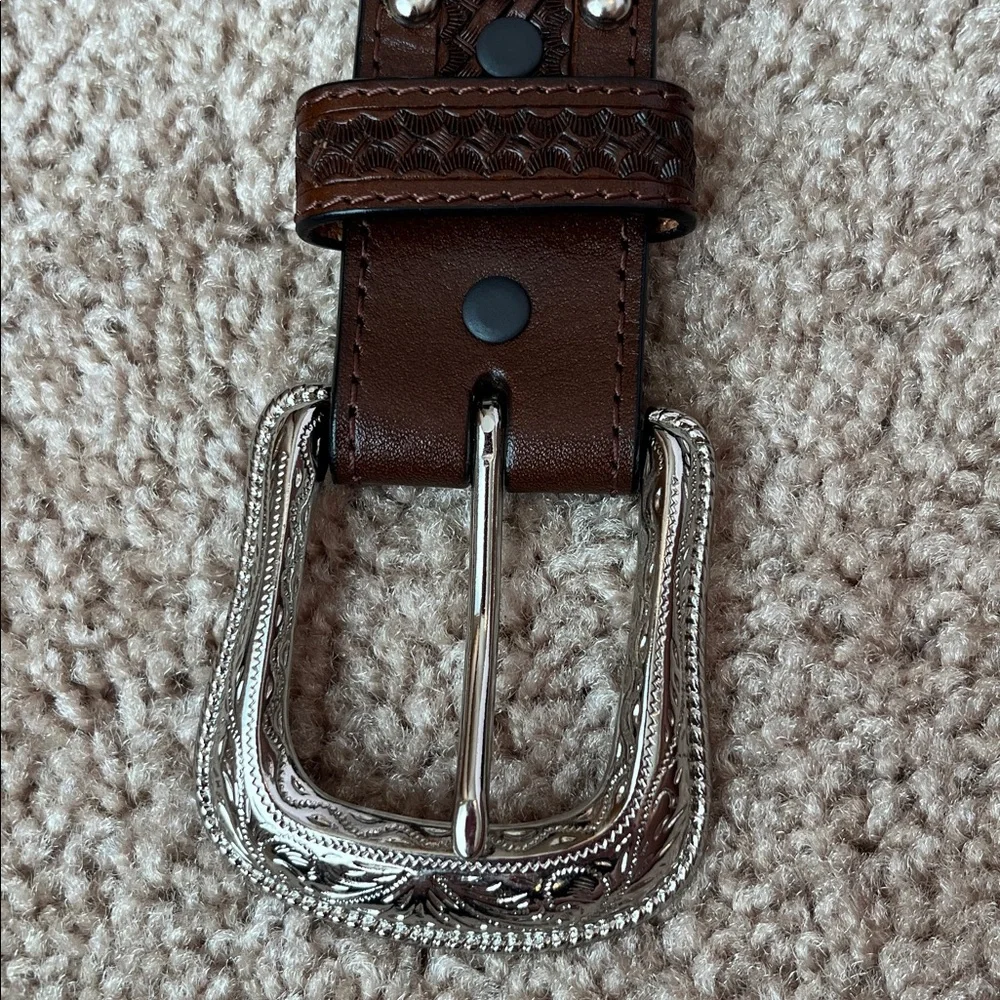 3-D Leather Unisex Beaded Studded Belt - Picture 3 of 8